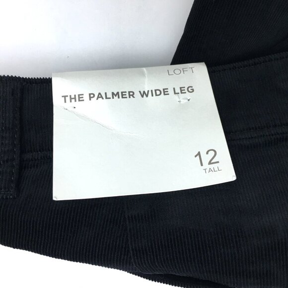 NEW Loft Black Corduroy Pants The Palmer Wide Leg size 12T length 33" - Picture 3 of 9